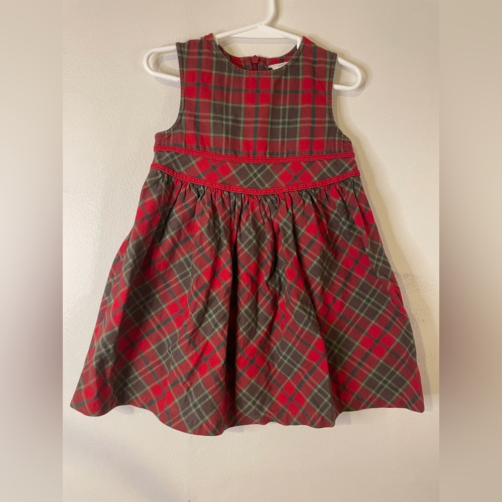 Gymboree Plaid Christmas Dress Mountain Cabin Line Red Green Flannel 2T EUC